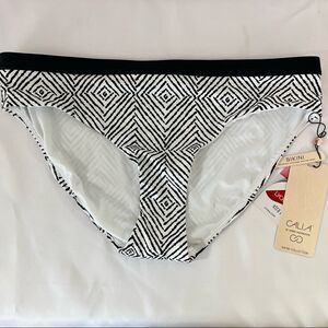 Calia by Carrie Underwood Womens Bikini Swim Bottoms Black White Island Geo Med
